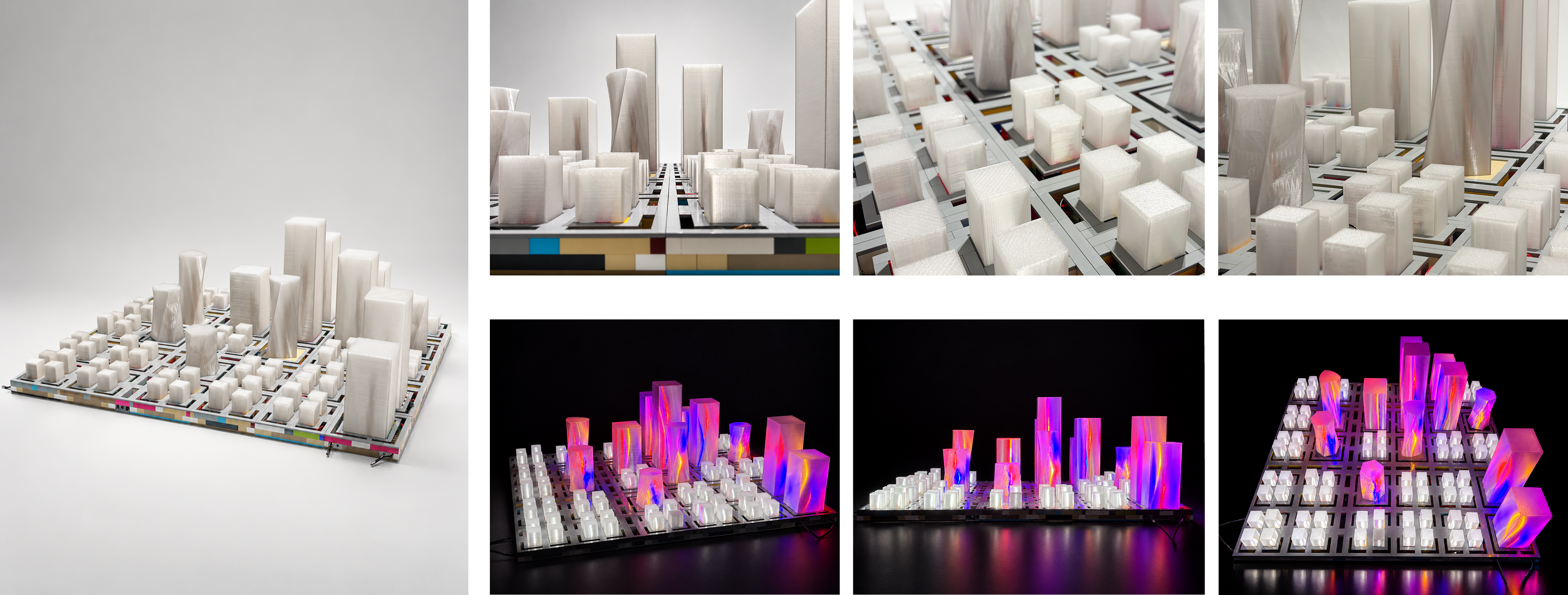 Integrated prototype: city model views in daylight and lit at night